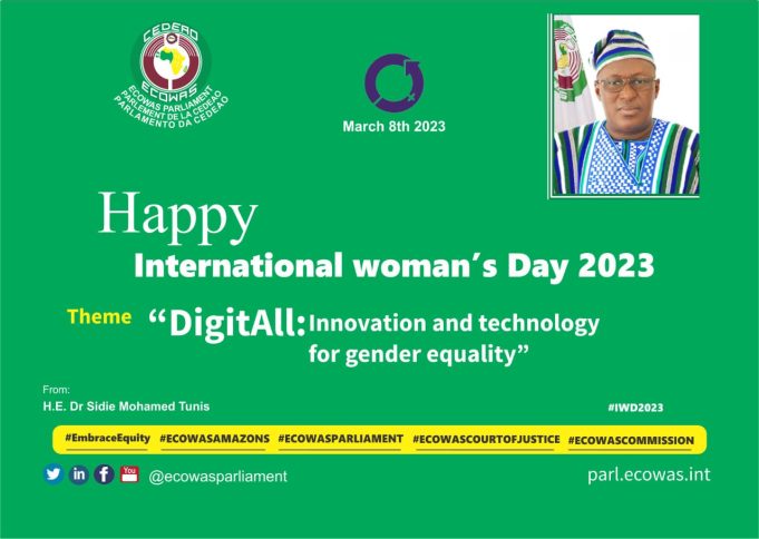 IWD 2023: Speaker, ECOWAS Parliament, Tunis Salutes Women