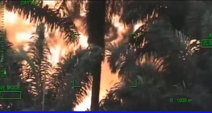 NAF Airstrikes Take Down Two Illegal Refining Sites Along Imo River, Rivers State