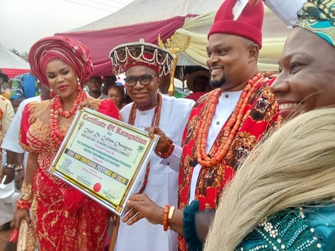 Umuebie Community Stands Still As Traditional Ruler, Eze LeoMike Enwerem Honours Illustrious Son, Chief Collins Osuagwu With Chieftaincy Title