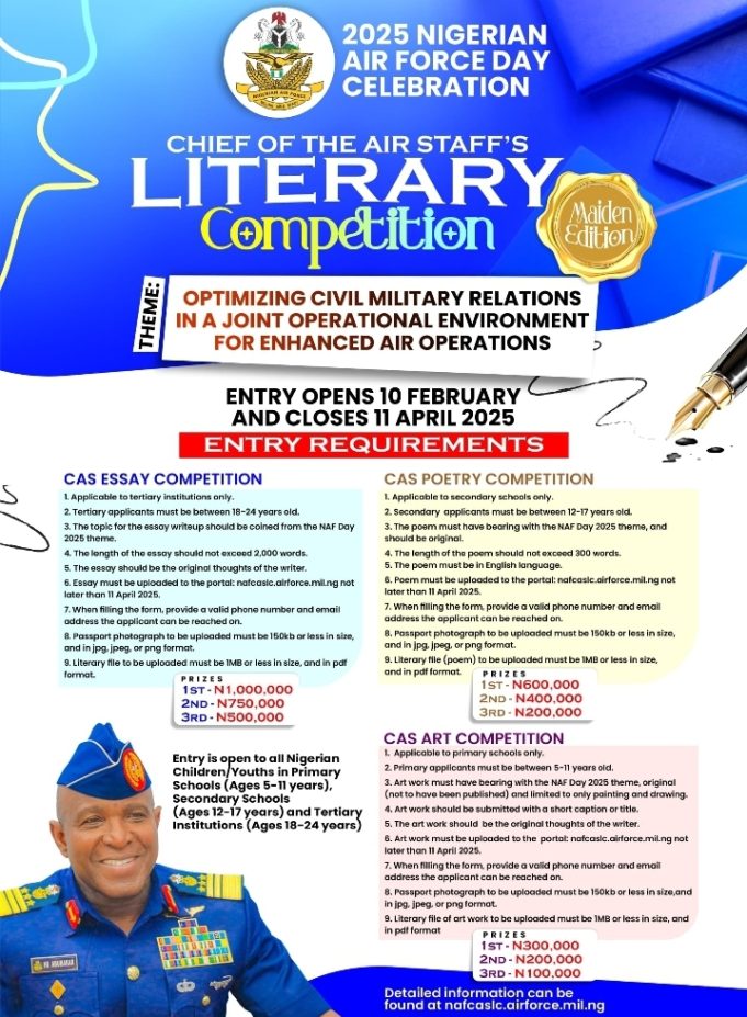 Nigerian Air Force Launches Maiden Literary Competition for Youths