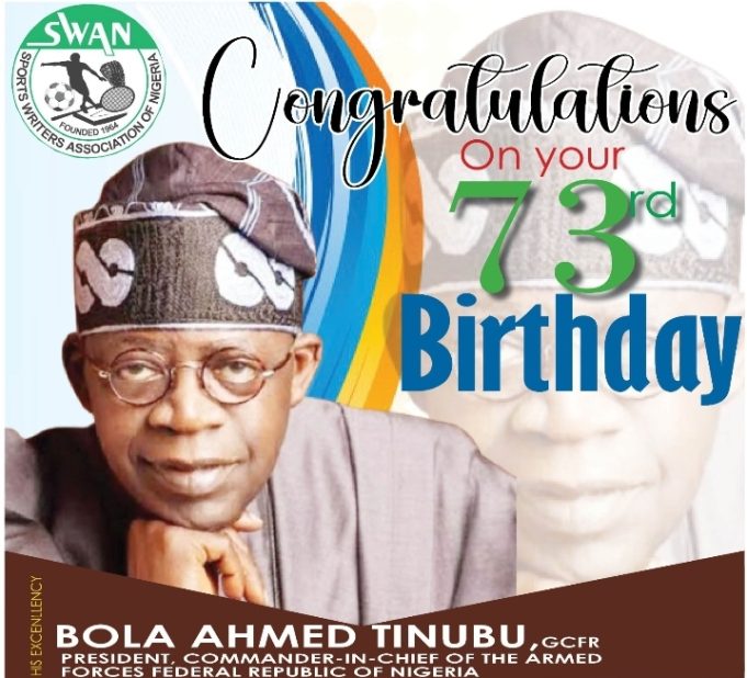 SWAN Hails Tinubu As A Champion Of Sports On 73rd Birthday