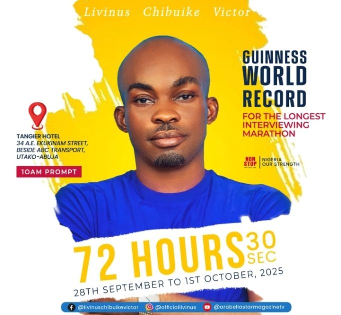 Nigerian Journalist To Attempt Guinness World Record For 72-Hour Interview Marathon