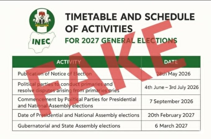 INEC Debunks Fake 2027 Election Timetable, Urges Public To Rely On Official Channels