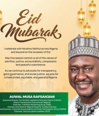 Eid-el-Kabir: Rafsanjani Urges Nigerians To Embrace Sacrifice, Unity, Accountability