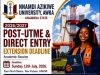 UNIZIK Extends Post-UTME, Direct Entry Registration Deadline To July 12