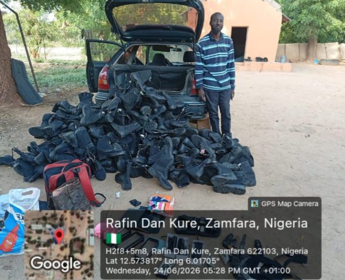Troops Intercept Suspected Terrorist Supplier, Seize 150 Combat Boots In Zamfara