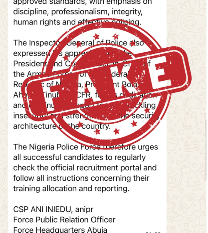 Police Disowns Viral ‘50,000 Constables’ Training Directive