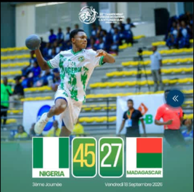 Nigeria Storm Into Africa U-18 Handball Championship Quarter-Finals With 45-27 Win Over Madagascar